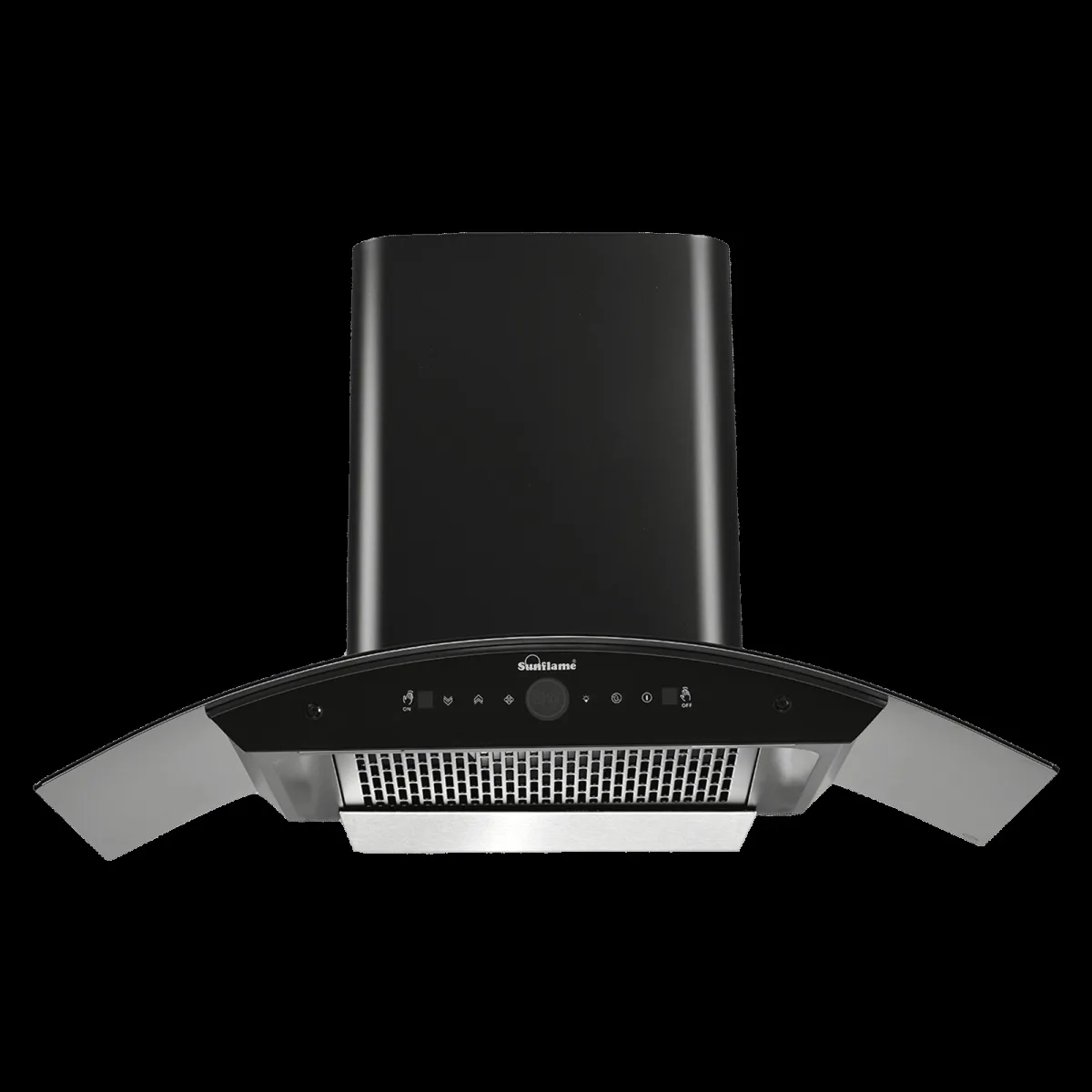Sunflame Sereno 90cm 1400m3/hr Ducted Auto Clean Wall Mounted Chimney with Motion Sensor (Black)
