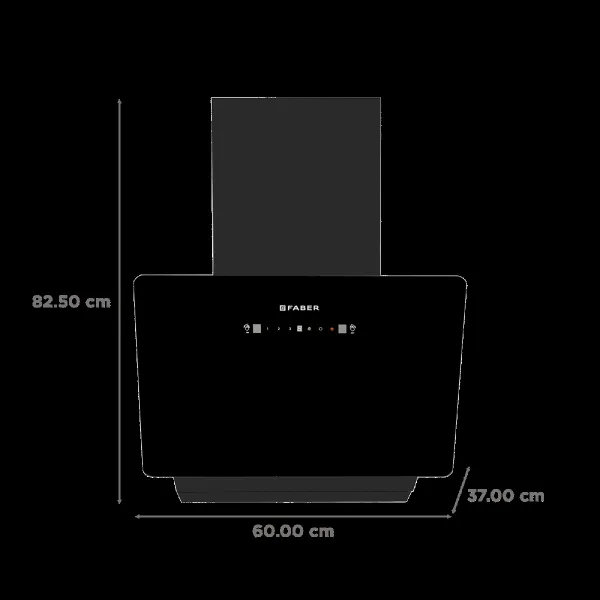 Faber HOOD ALLURE 3D BLDC HC SC FL BK IN 60 - V 60cm 1500m3/hr Ductless Auto Clean Wall Mounted Chimney with Touch and Gesture Control (Black)
