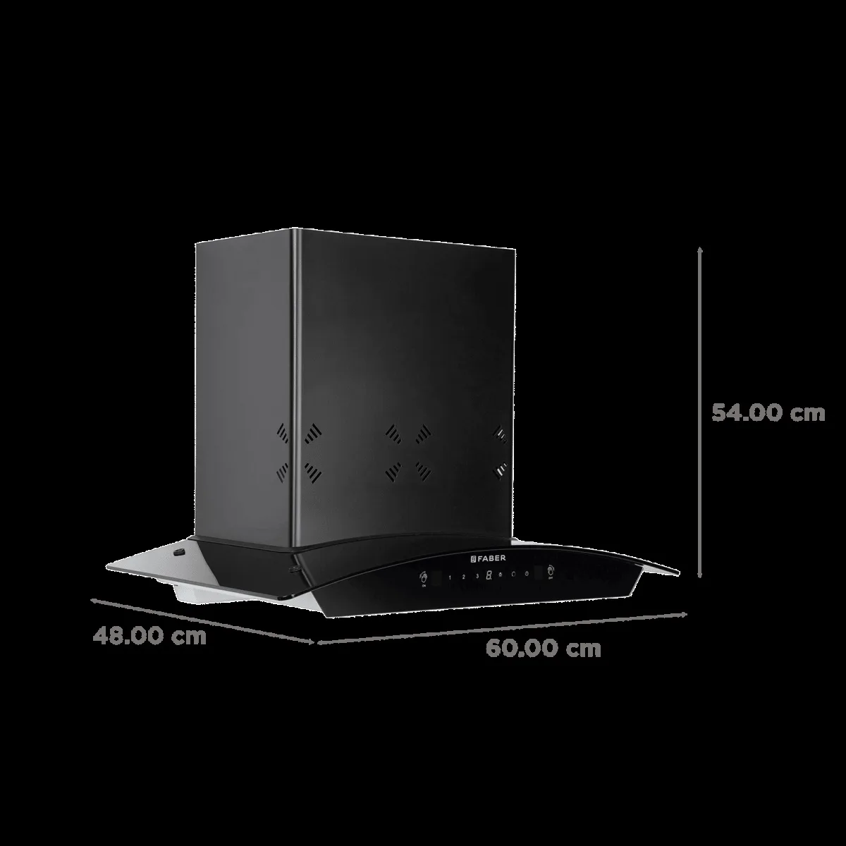 Faber HOOD STELLA 3D IN HC SC FL BK 60 60cm 1400m3/hr Ductless Heat Auto Clean Wall Mounted Chimney with Odour Sensor (Black)