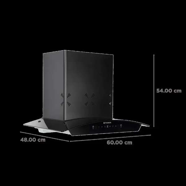 Faber HOOD STELLA 3D IN HC SC FL BK 60 60cm 1400m3/hr Ductless Heat Auto Clean Wall Mounted Chimney with Odour Sensor (Black)