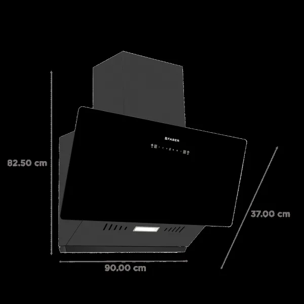 Faber HOOD ALLURE 3D BLDC HC SC FL BK IN 90 - V 90cm 1500m3/hr Ductless Auto Clean Wall Mounted Chimney with Touch and Gesture Control (Black)