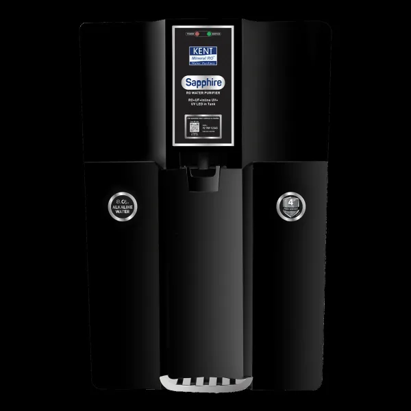 KENT Sapphire 8L RO + UV + UF + TDS Control + Alkaline Water Purifier with UV LED (Black)