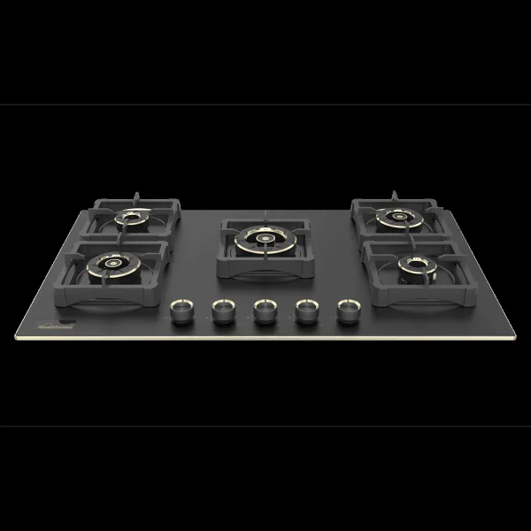 Sunflame SHA 586 SBS Toughened Glass Top 5 Burner Automatic Hob (Flame Failure Device, Black)