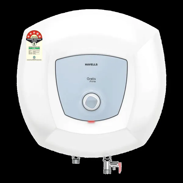 HAVELLS Greta Prime 15 Litres 5 Star Vertical Storage Geyser with Whirlflow Technology (White & Blue)