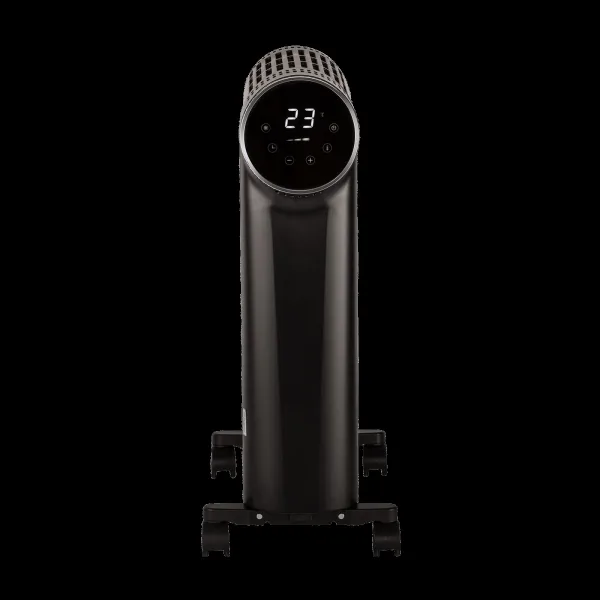 Russell Hobbs HeatIQ 2500W Digital Oil Filled Radiator Room Heater with 10 Fins Enclosed Design (LED Touch Screen & Remote Control , Black)