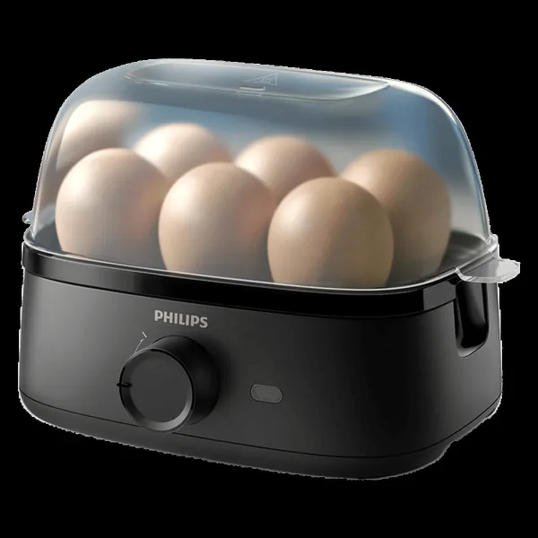 PHILIPS 3000 Series 6 Egg Electric Egg Boiler with Three Cooking Levels (Deep Black)