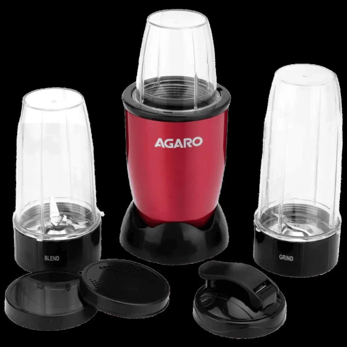 AGARO Regal 400 Watt 3 Jars Mixer Grinder, Juicer Blender (Safety Interlock Mechanism, Red)