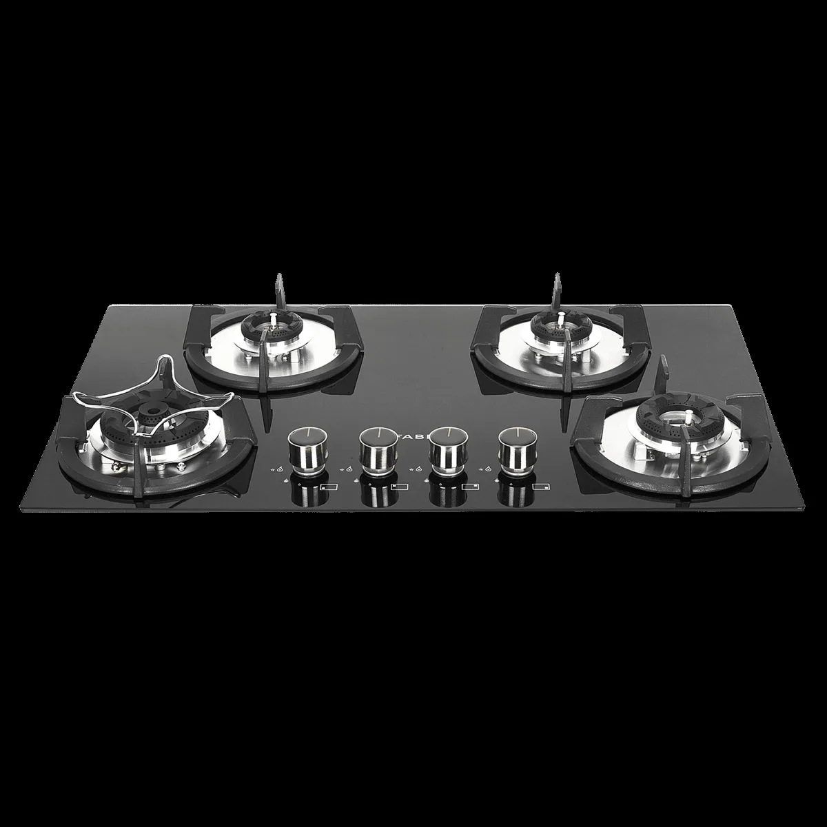 FABER Superia HT764 BR AI Toughened Glass Top 4 Burner Automatic Gas Hob (Battery Operated, Black)