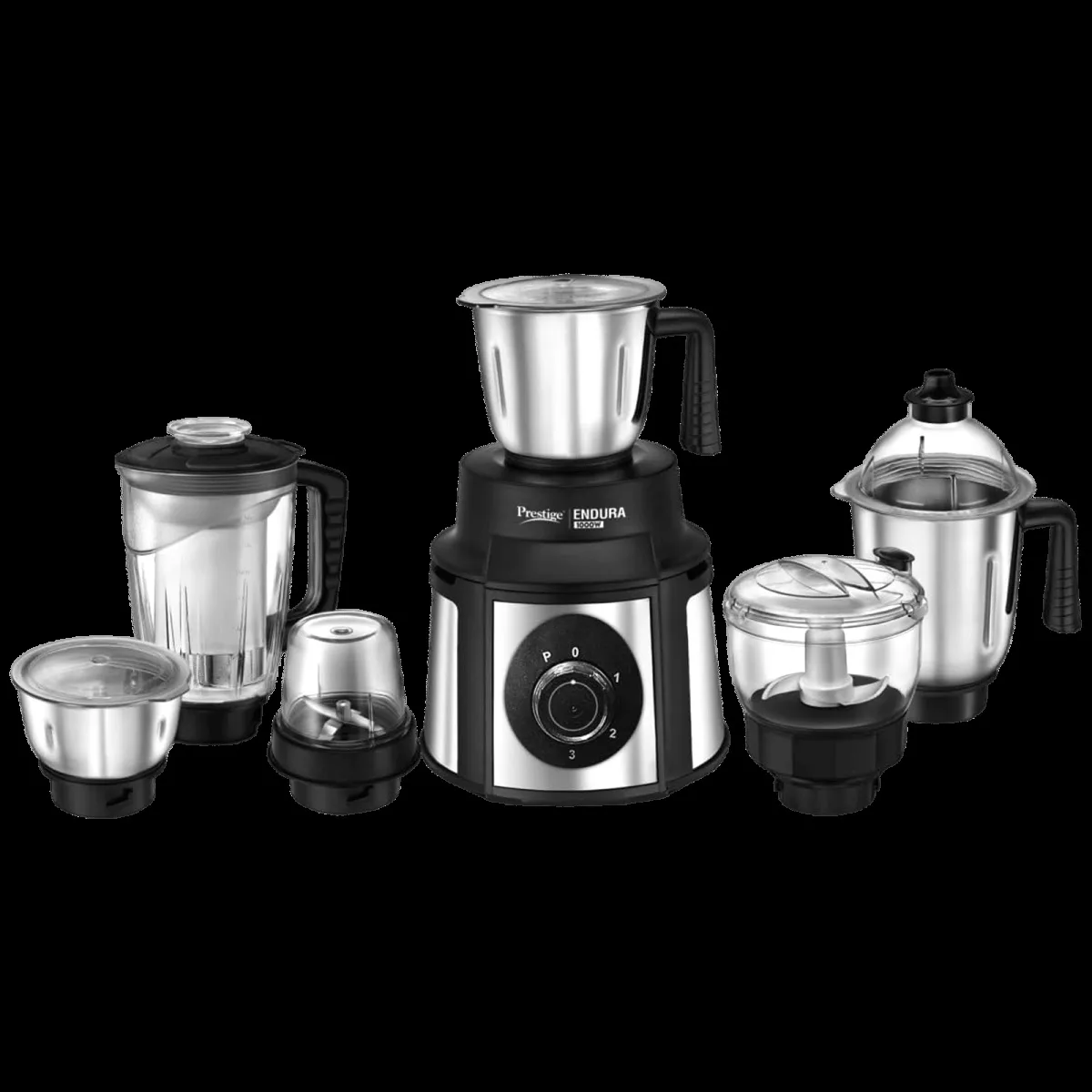 Prestige Endura 1000 Watt 6 Jars Mixer Grinder (Copper Motor, Black & Silver)