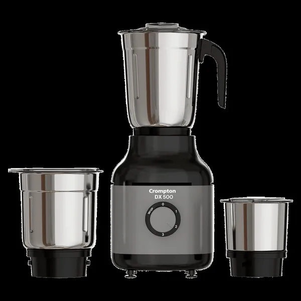 Crompton DX500 500 Watt 3 Jars Mixer Grinder (Motor Vent-X Technology, Black & Grey)