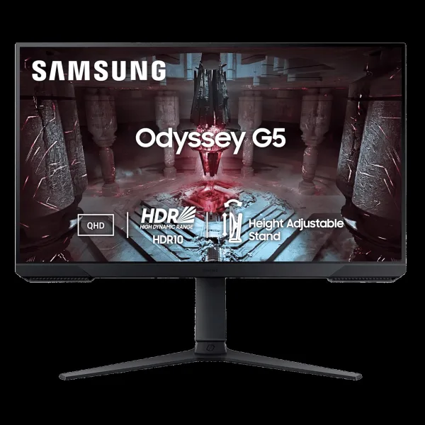 SAMSUNG Odyssey G5 63.5 cm (27 inch) QHD VA Panel Height Adjustable Gaming Monitor with AMD FreeSync Premium