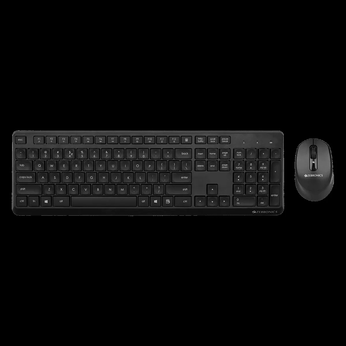Zebronics Zeb Companion 200 Wireless Keyboard & Mouse Combo (106 Keys, 1600 DPI, Power Saving Mode, Black)