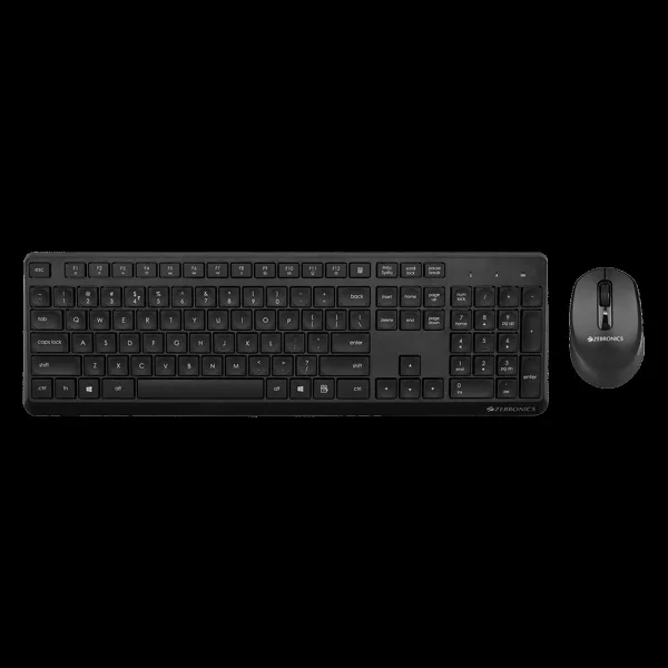 Zebronics Zeb Companion 200 Wireless Keyboard & Mouse Combo (106 Keys, 1600 DPI, Power Saving Mode, Black)