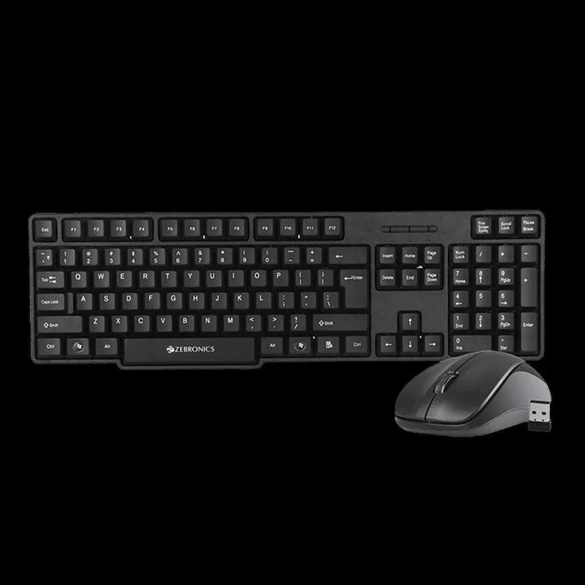 Zebronics Zeb Companion 107 Wireless Keyboard & Mouse Combo (104 Keys, 1200 DPI, Ergonomic Design, Black)
