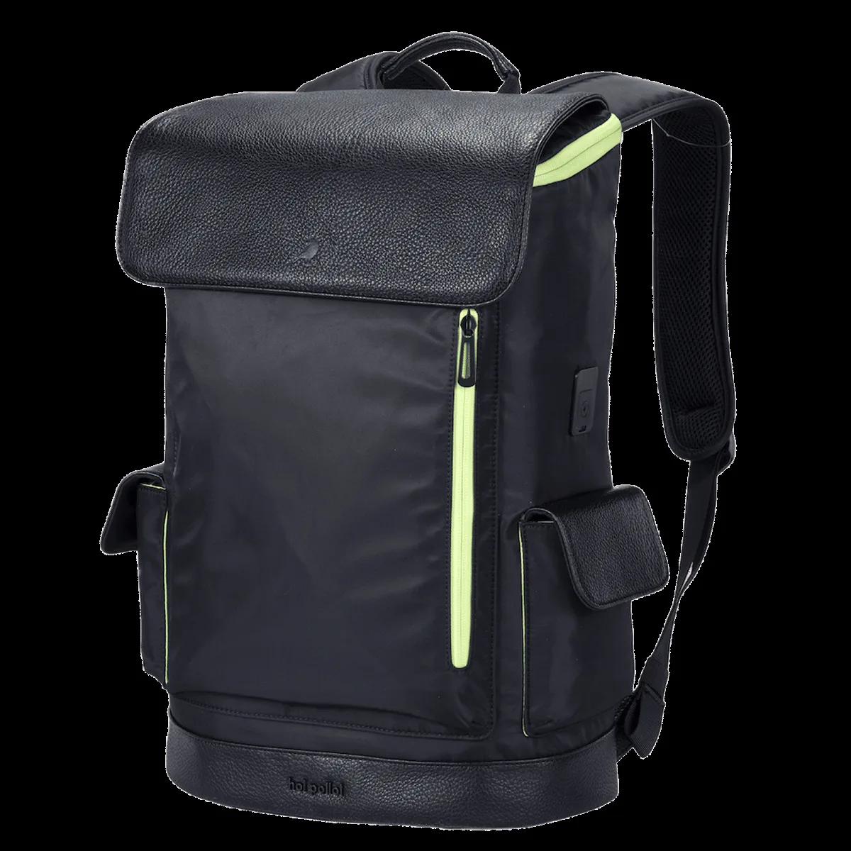 hoi polloi RAYRAY Nylon, Polyester, PU Laptop Backpack for 15.6 Inch Laptop (20 L, Water Resistant, Obsidian Black & Neon)