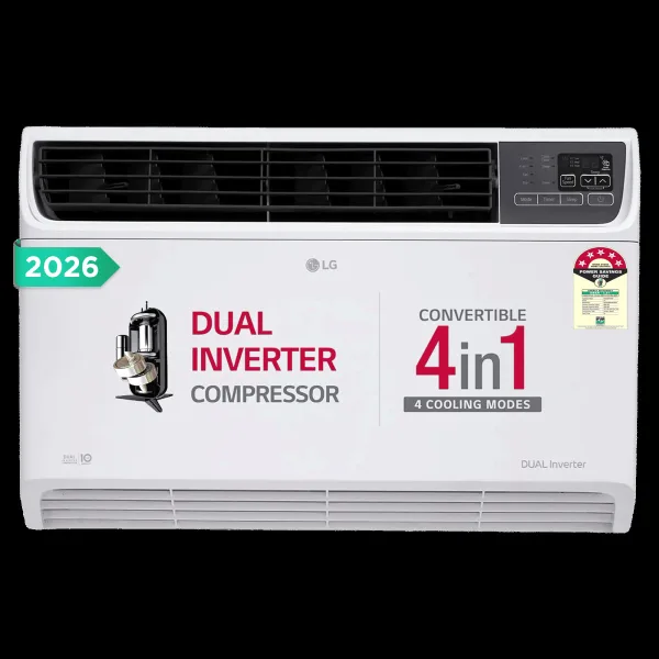 LG 4-in-1 Convertible 1.5 Ton 5 Star Window AC with Dual Rotary Compressor (Copper Condenser, AW-Q18WUZA.ASLG)