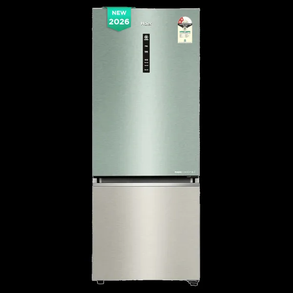 Haier 325 Litres 2 Star Frost Free Double Door Bottom Mount Convertible Refrigerator with Triple Inverter Technology (HRB-3752SGGA-P, Sage Green Glass) (2026 Model)