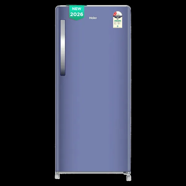 Haier 190 Litres 2 Star Direct Cool Single Door Refrigerator with Toughened Glass Shelves (HRD-2112BRBA-N, Radish Blue) (2026 Model) (2026 Model)
