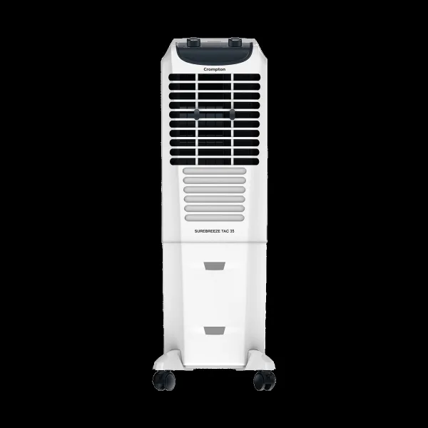 Crompton Sure Breeze 35 Litres Tower Air Cooler with Overload Protection (4 Way Air Deflection, White & Blue)
