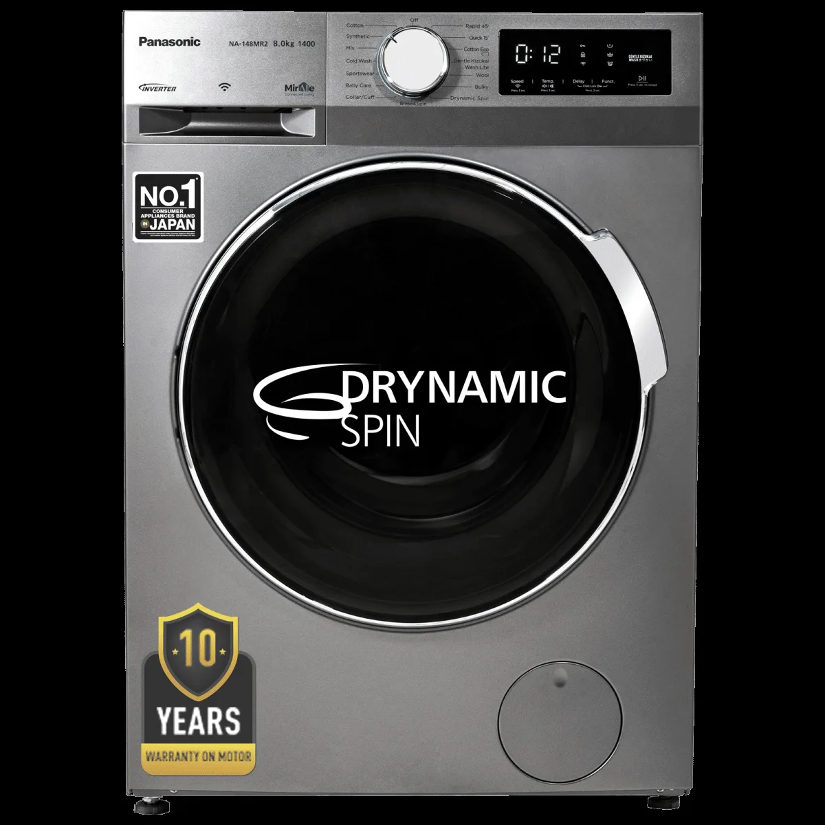 Panasonic 8 kg 5 Star Wi-Fi Fully Automatic Front Load Washing Machine (NA-148MR2L01, In-built Heater, Dark Silver)