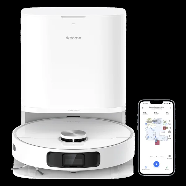 DREAME L10 Prime Robotic Vacuum Cleaner & Mop with LiDAR Navigation (Mop Self Cleaning, White)