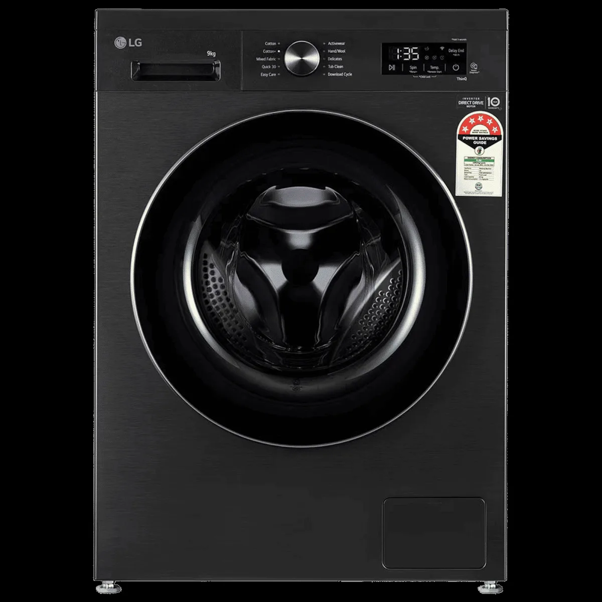 LG 9 kg 5 Star Wi-Fi Inverter Fully Automatic Front Load Washing Machine (FHB1209Z4B, Auto Restart, Platinum Black)