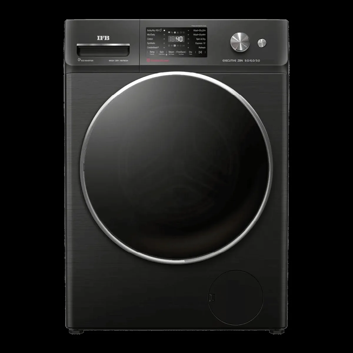 IFB 9/6/3 kg Wi-Fi Inverter Fully Automatic Front Load Washer Dryer Refresher (Executive ZBN, AI Technology, Black Hairline)