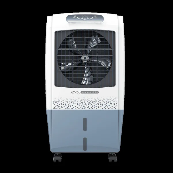 Havells KoolGrande-i 70 Litres Desert Air Cooler with Low Water Alarm (Dual Flow Technology, White & Grey)