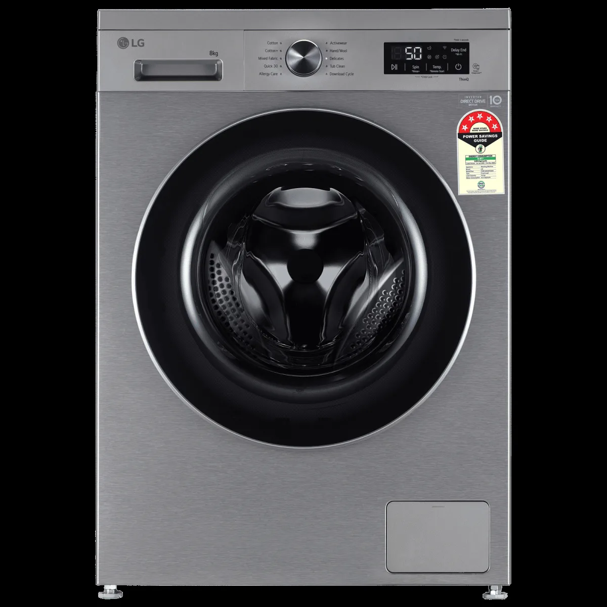LG 8 kg 5 Star Wi-Fi Inverter Fully Automatic Front Load Washing Machine (FHB1208Z4P, Smart Diagnosis, Platinum Silver)