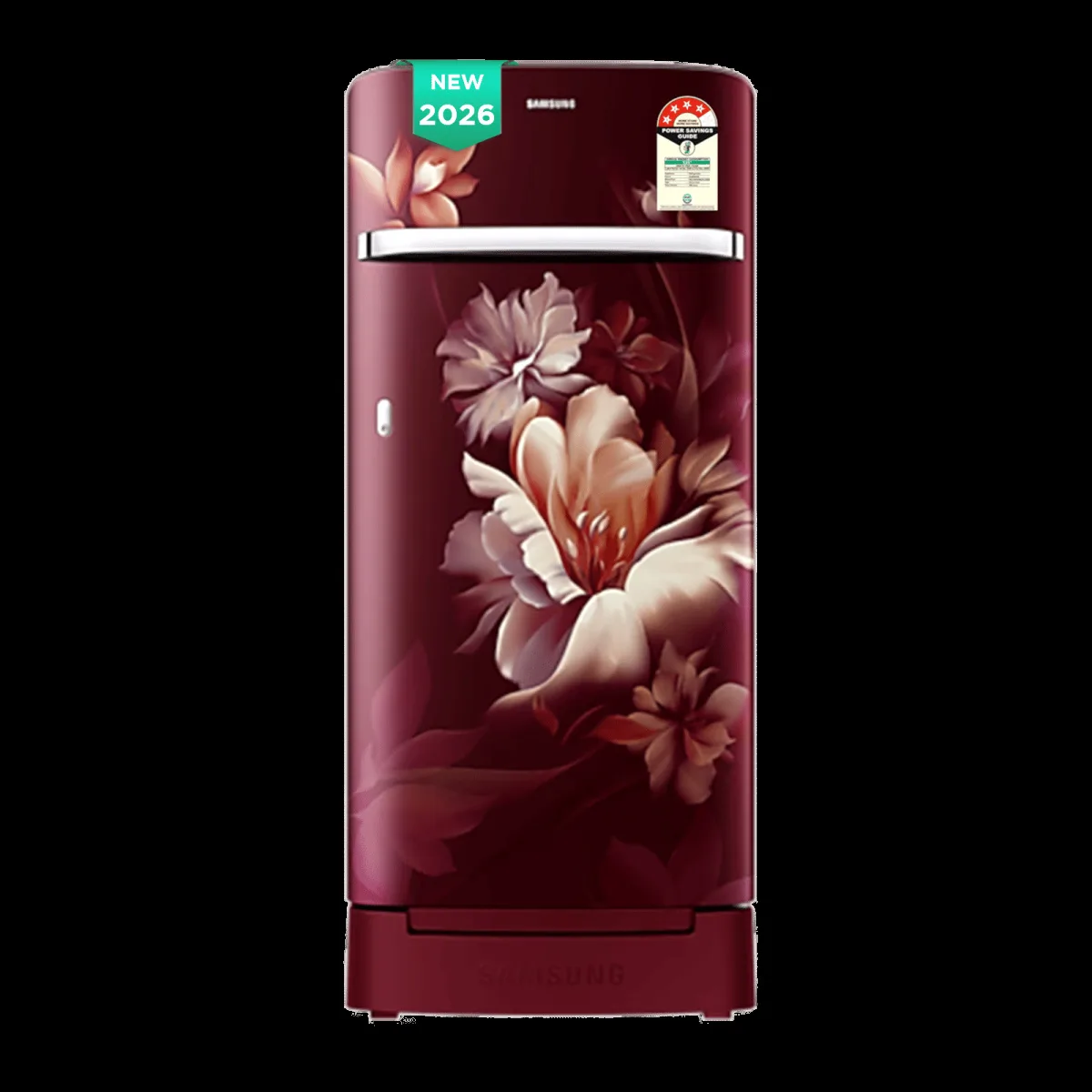 Samsung RR21 189 Litres 4 Star Direct Cool Single Door Refrigerator with Anti Bacterial Gasket (RR21H2H24RZ/HL, Midnight Blossom Red) (2026 Model)
