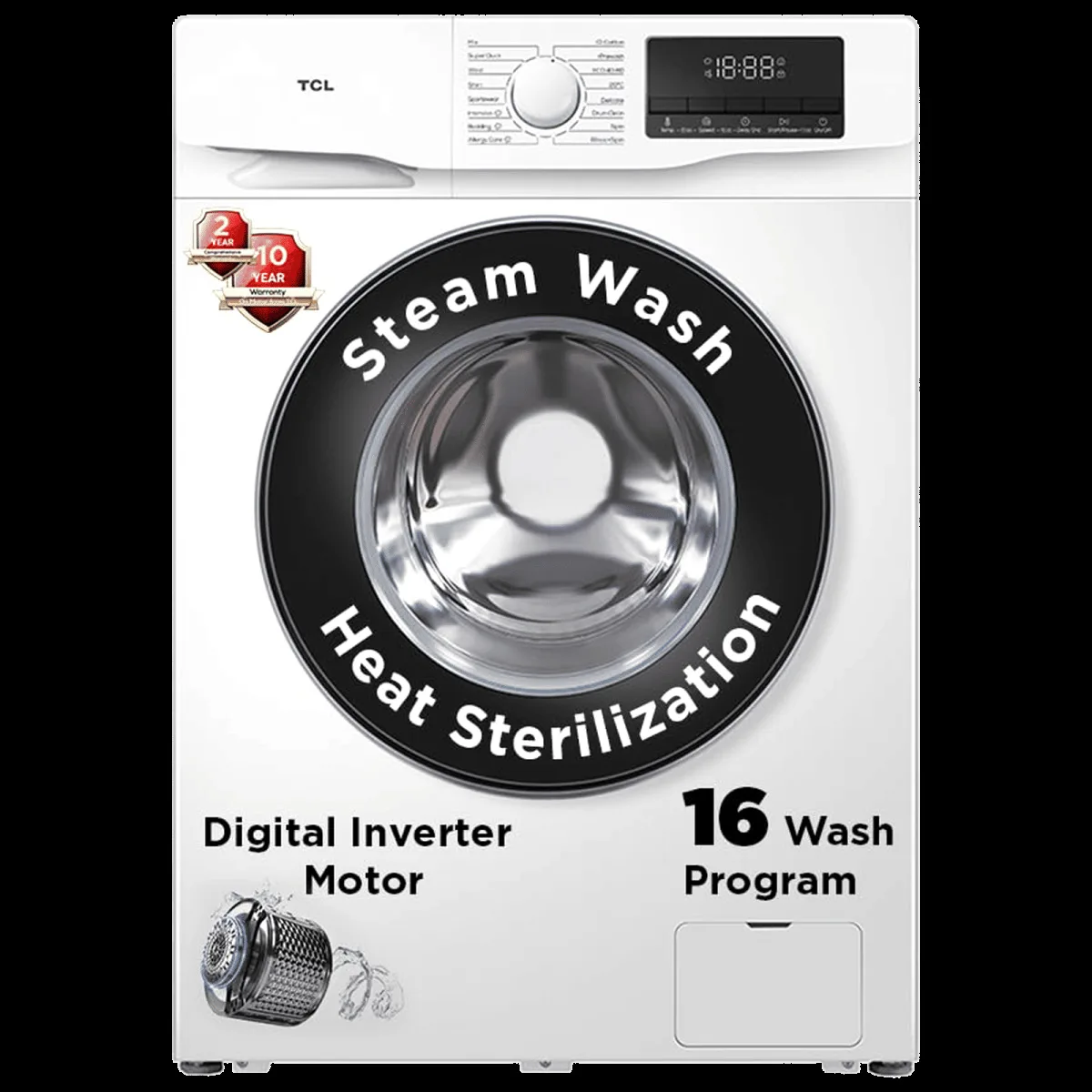 TCL 6.5 kg 5 Star Inverter Fully Automatic Front Load Washing Machine (TWF65-P6S, Honeycomb Drum, White)