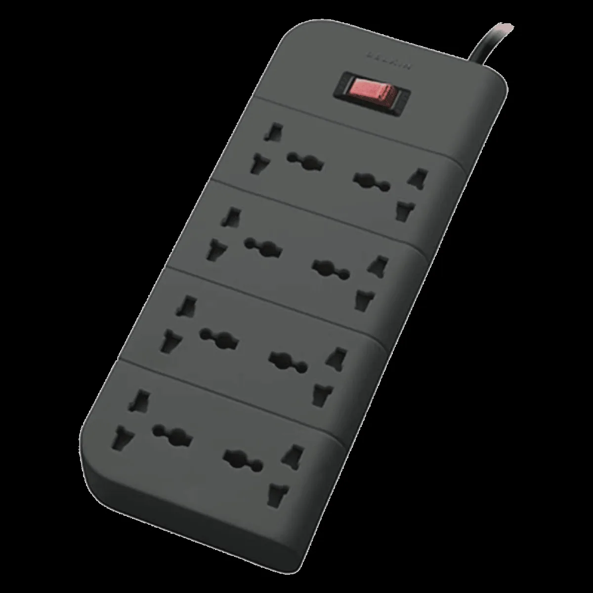 belkin Economy Series 6 Amps 8 Sockets Surge Protector with Individual Switch (2 Meters, Heavy Duty Cable Overload Protection, F9E800zb2M, Grey)