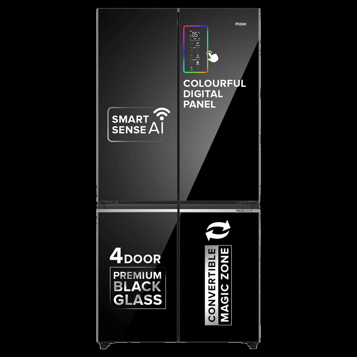 Haier 630 Litres Frost Free French Door Smart Wifi Enabled Refrigerator with Motion Sensor (HRB-700KGU1, Black Glass)