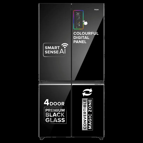 Haier 630 Litres Frost Free French Door Smart Wifi Enabled Refrigerator with Motion Sensor (HRB-700KGU1, Black Glass)