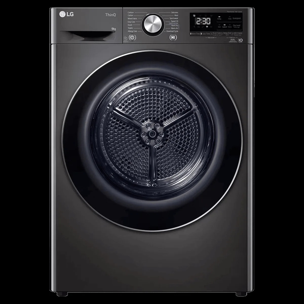 LG 9 kg Wi-Fi Fully Automatic Front Load Dryer (DHV09SAB, Dual Inverter Heat Pump, Black Steel)