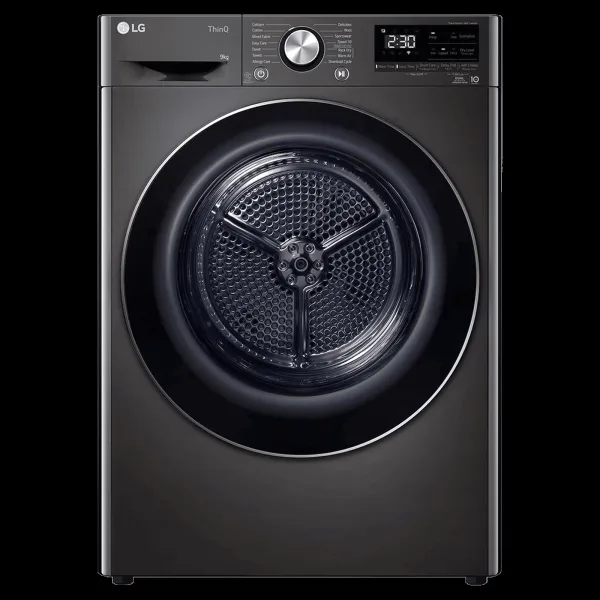 LG 9 kg Wi-Fi Fully Automatic Front Load Dryer (DHV09SAB, Dual Inverter Heat Pump, Black Steel)