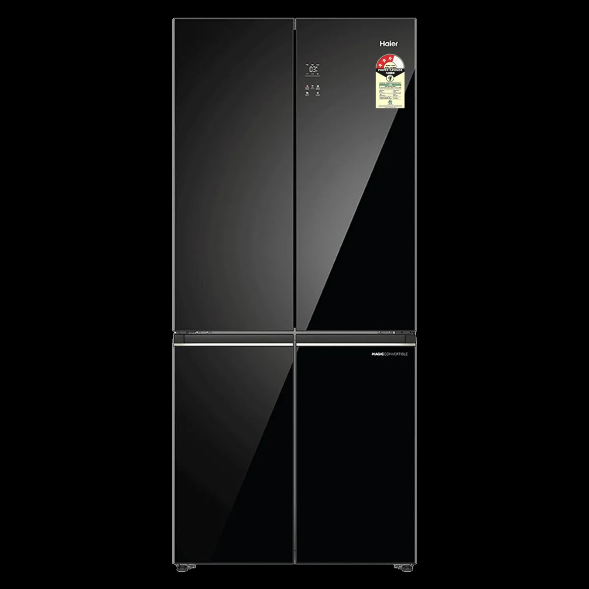 Haier 520 Litres 3 Star Frost Free French Door Convertible Refrigerator with Colorful Digital Display Panel (HRB-600KGU1, Black Glass)