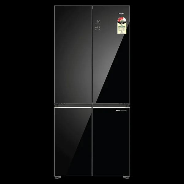 Haier 520 Litres 3 Star Frost Free French Door Convertible Refrigerator with Colorful Digital Display Panel (HRB-600KGU1, Black Glass)