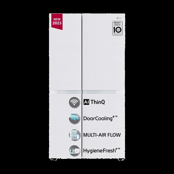 LG 650 Litres 3 Star Frost Free Side by Side Convertible Refrigerator with Smart Inverter Compressor (GLB257DLW3, Linen White)