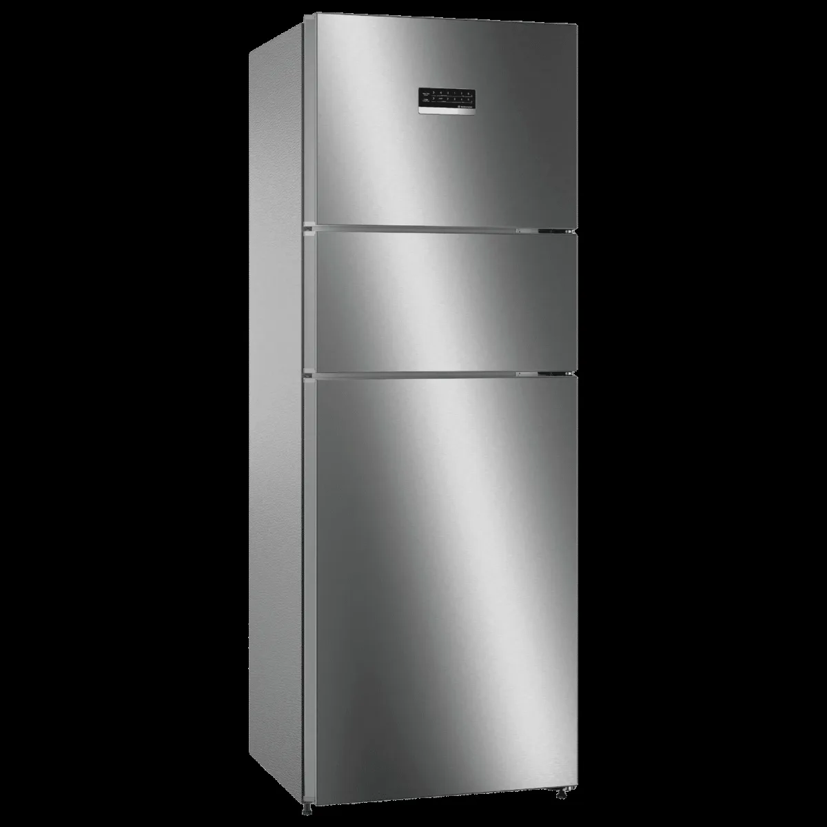 BOSCH Series 4 335 Litres 3 Star Frost Free Triple Door Convertible Refrigerator with VarioInverter Compressor (CMC36K03NI, Shiney Silver)