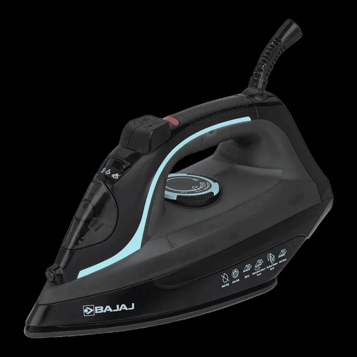 BAJAJ MX 45 2000 Watts 220ml Steam Iron (Anti Drip Technology, Black & Grey)