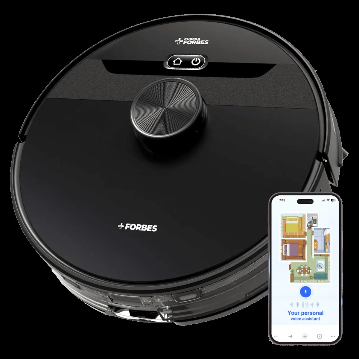 EUREKA FORBES SMARTCLEAN Robotic Vacuum Cleaner & Mop with Auto Recharging Station (Smart Voice control, Black)