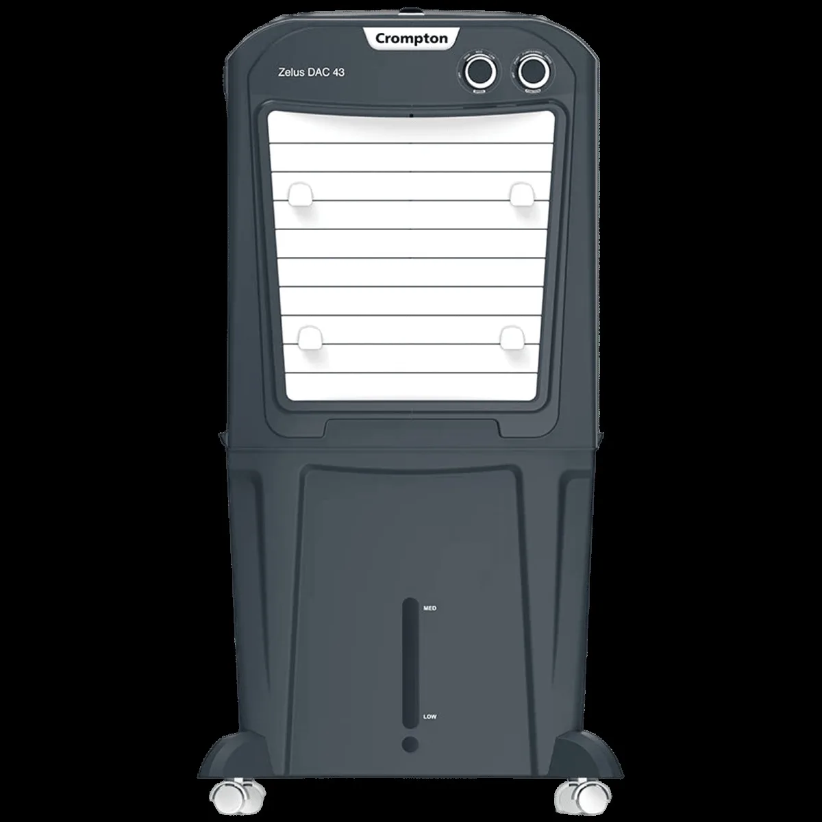 Crompton Zelus DAC 43 Litres Mini Desert Air Cooler with Everlast Pump (4-Way Air Deflection, Grey)