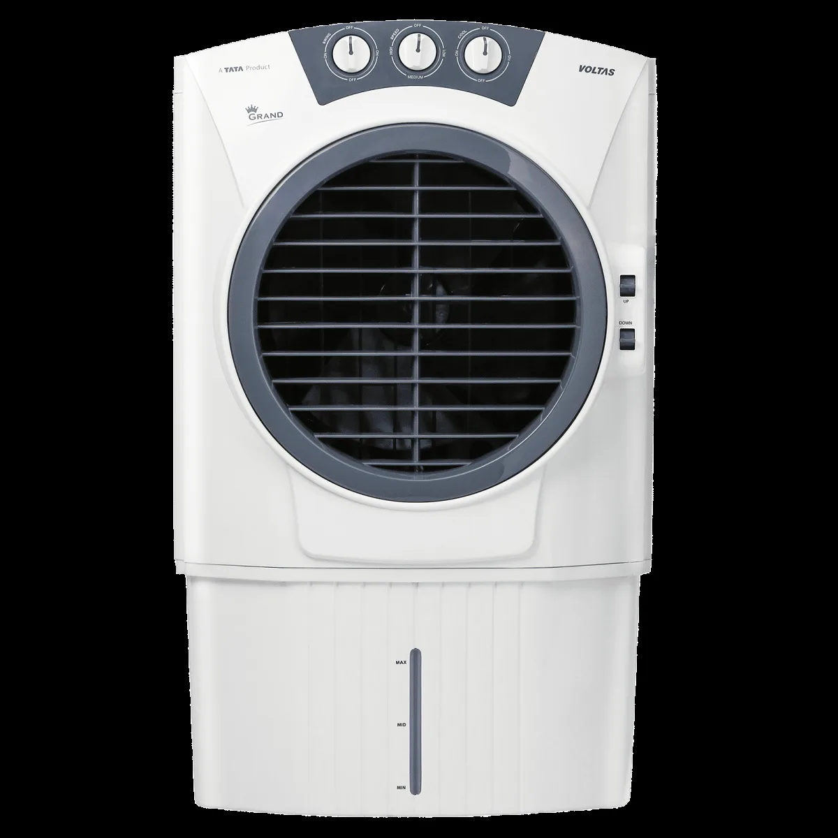 VOLTAS Grand 72 Litres Desert Air Cooler with Thermal Overload Protection (3 Speed Control, White & Grey)