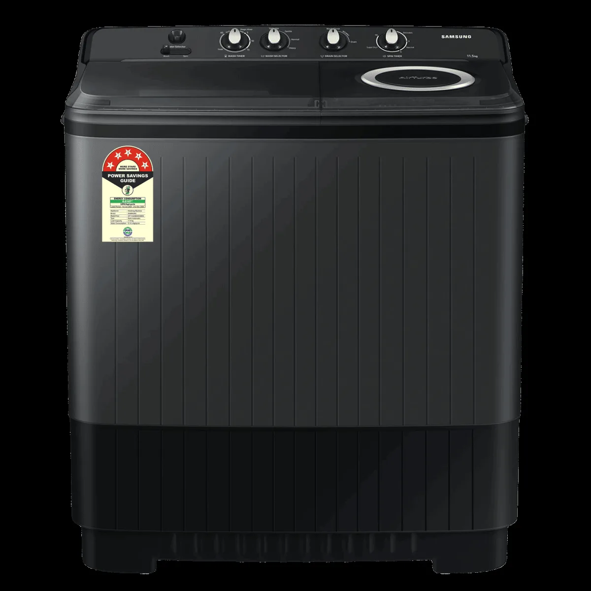 SAMSUNG 11.5 kg 5 Star Semi Automatic Washing Machine with Hexa Storm Pulsator (WT11A4260GD/TL, Dark Grey)