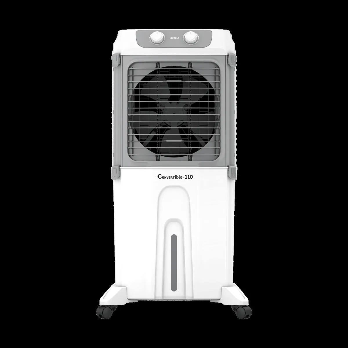 Havells Convertible 110 Litres Desert Air Cooler with Dual Flow Technology (Metal Blade Fan, White & Grey)