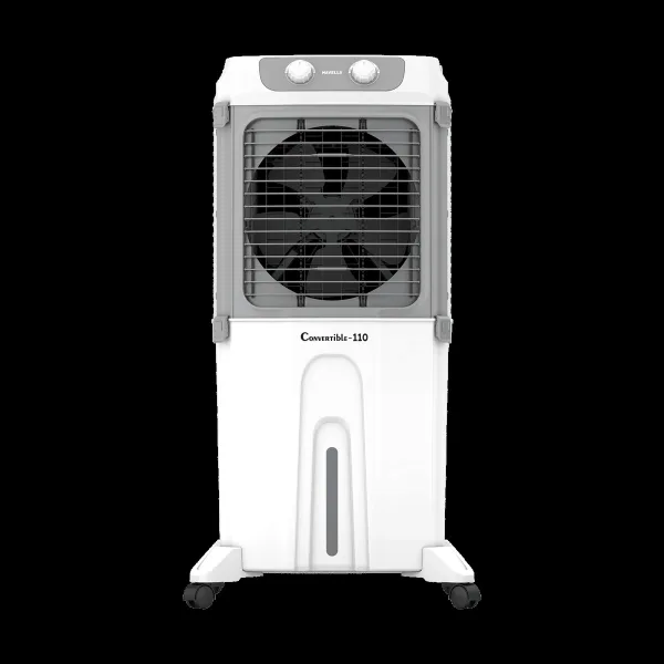 Havells Convertible 110 Litres Desert Air Cooler with Dual Flow Technology (Metal Blade Fan, White & Grey)