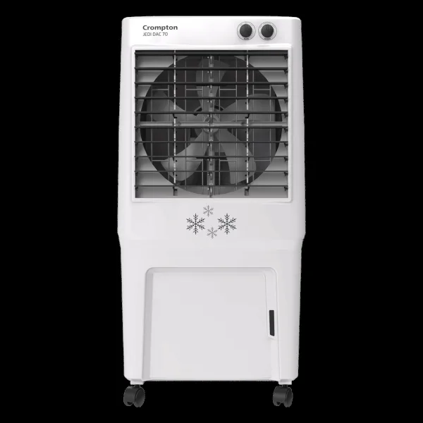 Crompton Jedi 70 Litres Desert Air Cooler with Everlast Pump (Fully Collasible Louvers, Black & White)