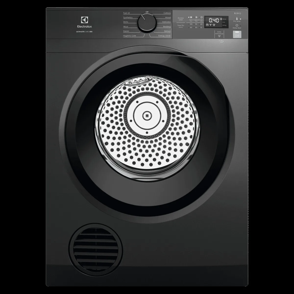 Elextrolux 8.5 kg Fully Automatic Front Load Dryer (UltimateCare 300, EDV854N3SB, Reverse Tumbling Technology, Dark Silver)
