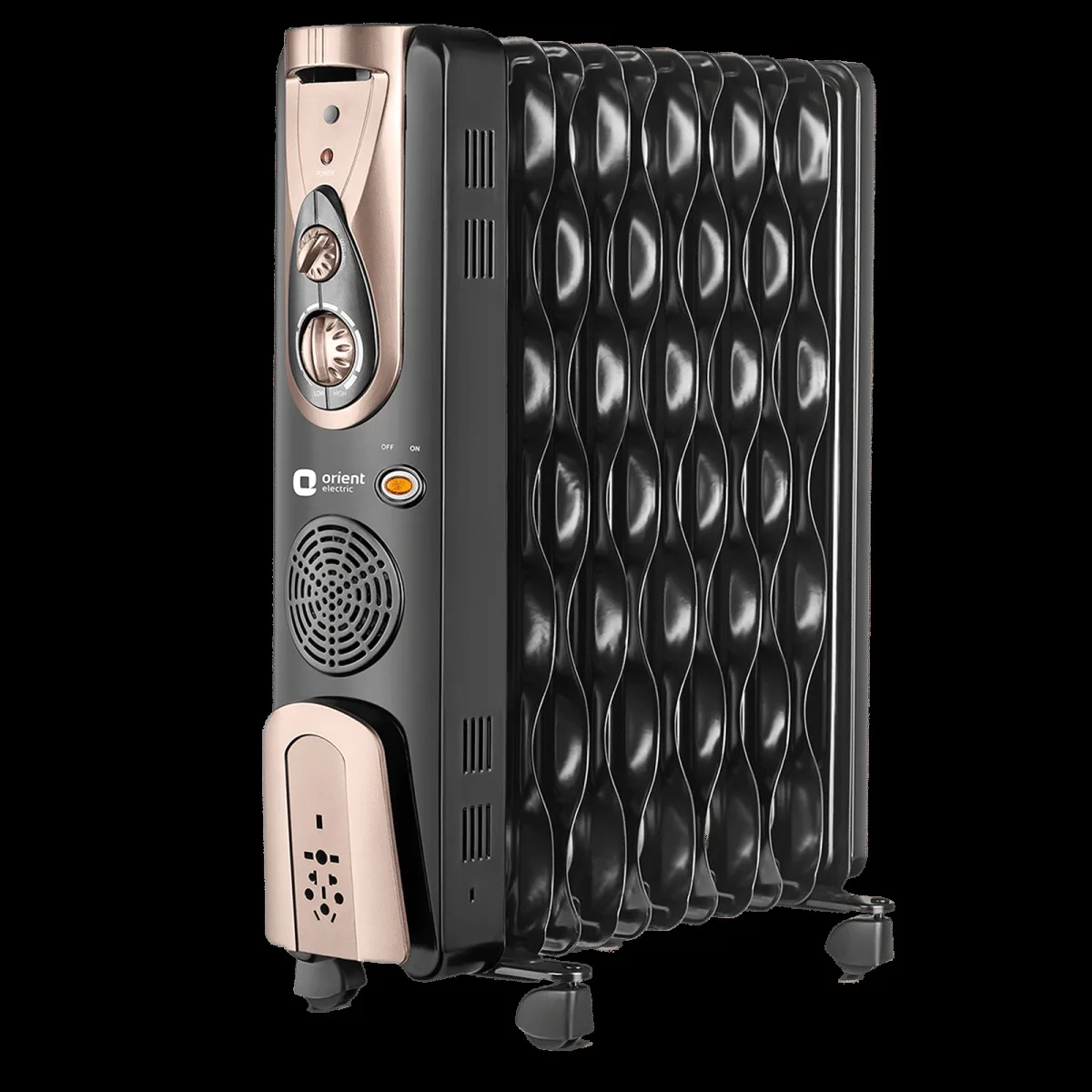 Orient Comforter Collection 2900W Oil Filled Room Heater with 11 Fins (Triple Overheat Protection, Black & Gold)